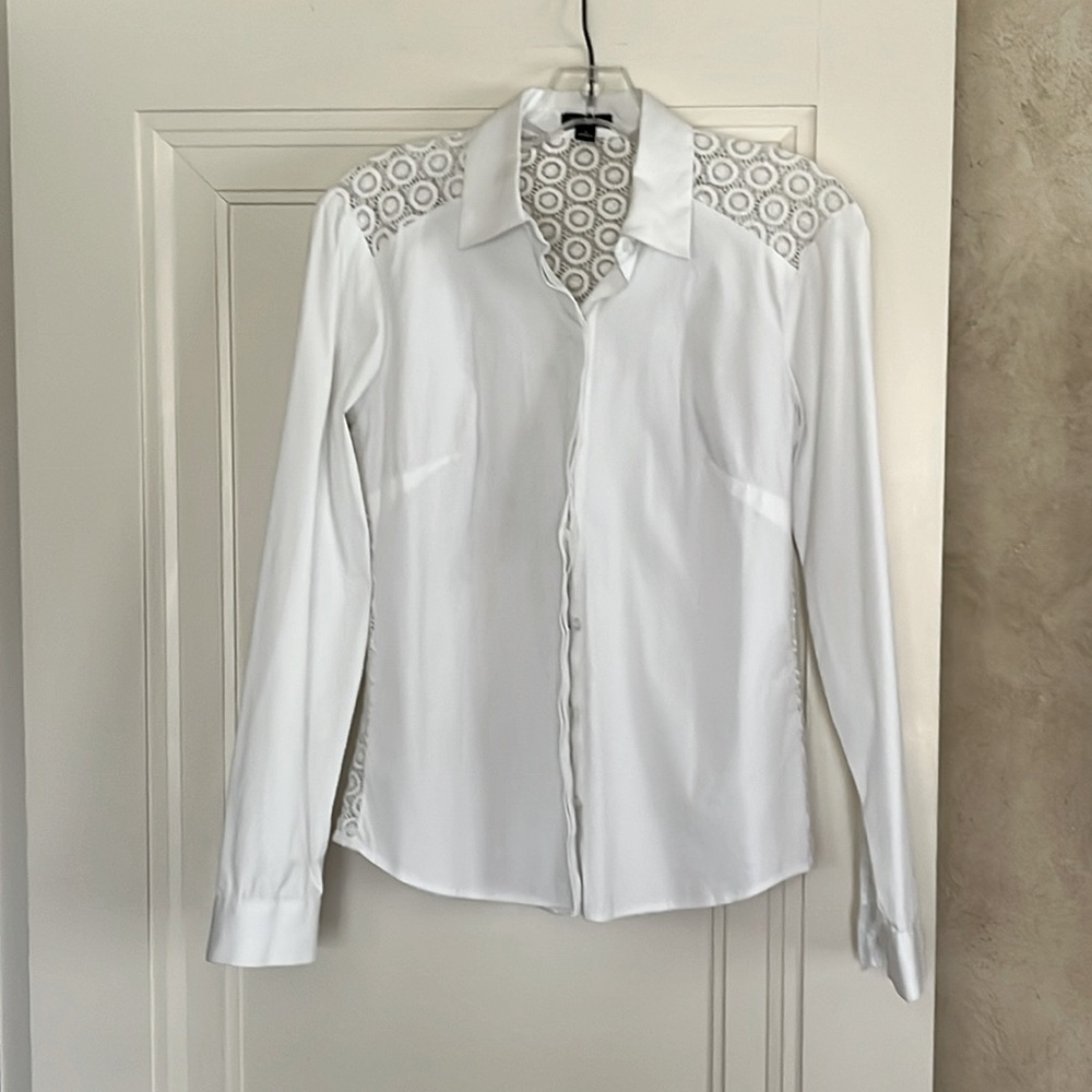 Ann Taylor Button Down Shirt Embellished Back White Size 0